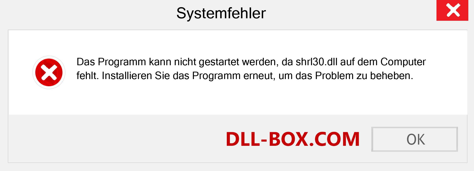 shrl30.dll-Datei fehlt?. Download für Windows 7, 8, 10 - Fix shrl30 dll Missing Error unter Windows, Fotos, Bildern